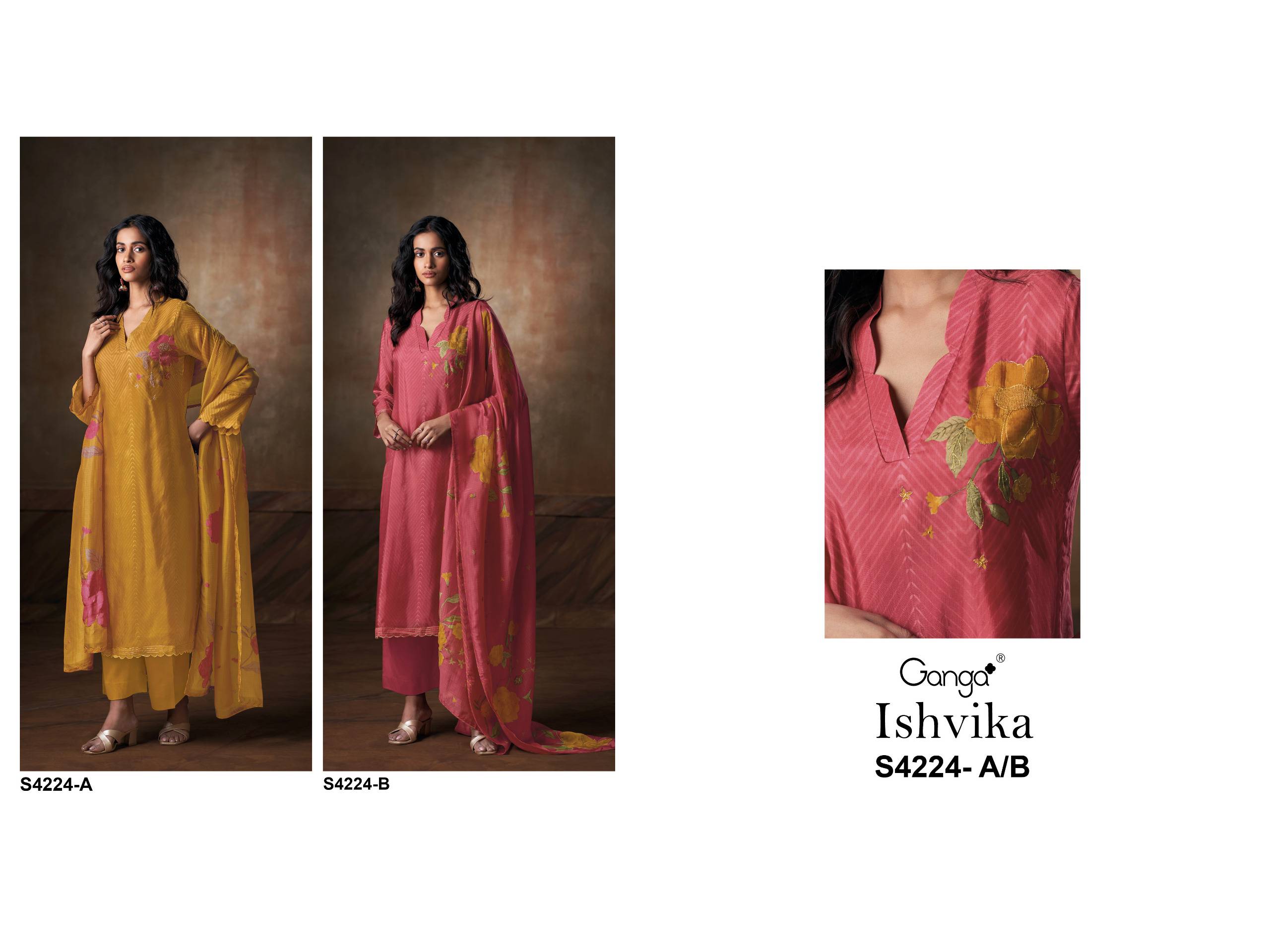 ISHVIKA 4224 Series By GANGA FASHION Stylish Beautiful Colourful PURE BEMBERG Dresses At Wholesale Price
